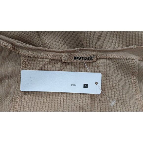 Lamade Womens Size Small Tan 3/4 Sleeve V Neck Pullover Basic T Shirt - Picture 6 of 7